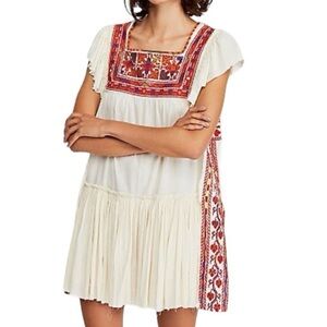 FREE PEOPLE Day Glow Mini Dress Embroidered Tunic Extra-Small